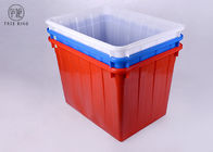 Duże, stałe, zagnieżdżone plastikowe pojemniki na pojemniki, czerwony / niebieski plastikowy pojemnik do recyklingu